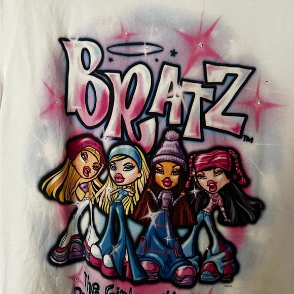 Dolls Kill White Bratz Graphic Tee with Pink & Blue Accents - Picture 2 of 4